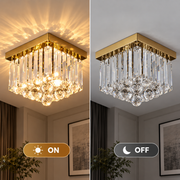 Πολυέλαιος MARTINEZ Linear Luxe Crystal, Διάμετρος 35cm, 4x E14, Γυαλιστερό Χρυσό