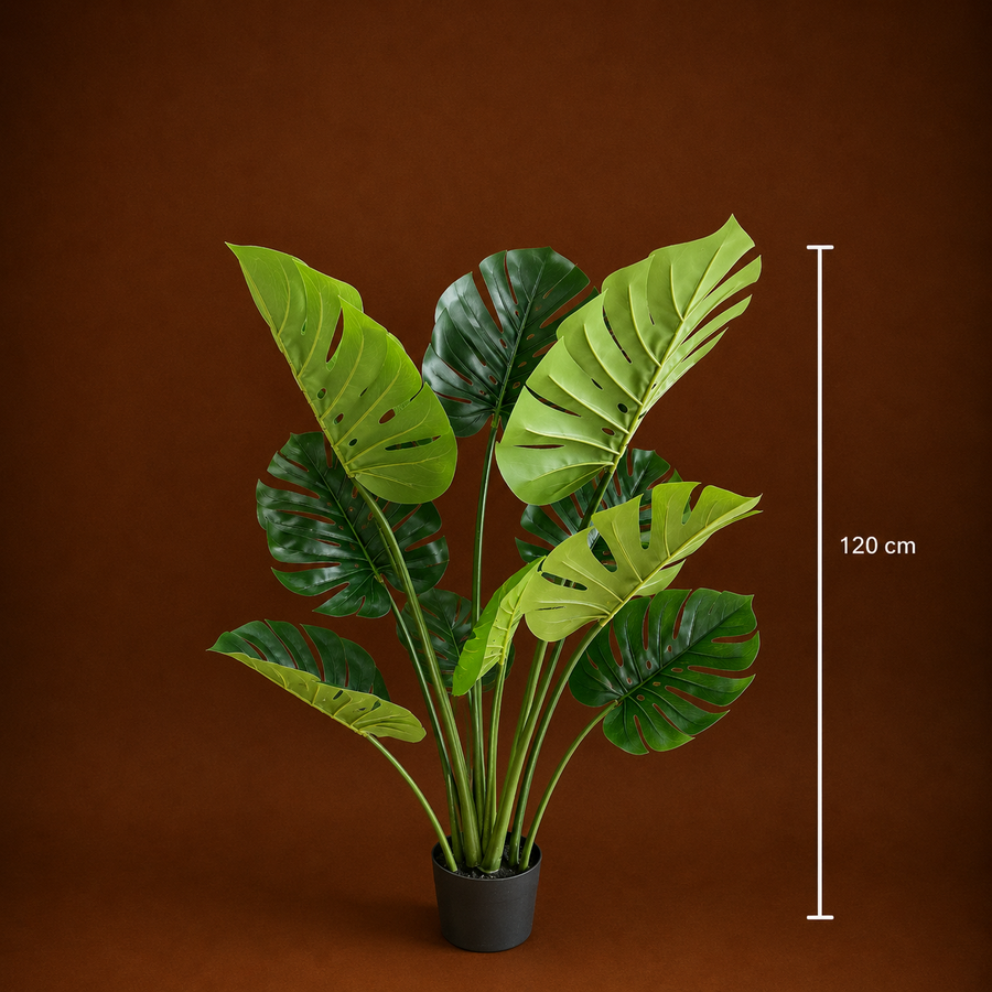 Τεχνητό φυτό Τύπος Monstera Deliciosa, Με Πλούσια Φύλλα, 120 cm, Πράσινο