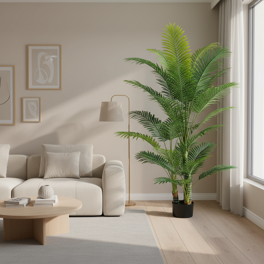 Τεχνητό Φοίνικα Kentia, 3 μίσχοι, 17 φύλλα, 220 cm, πράσινο, με γλάστρα
