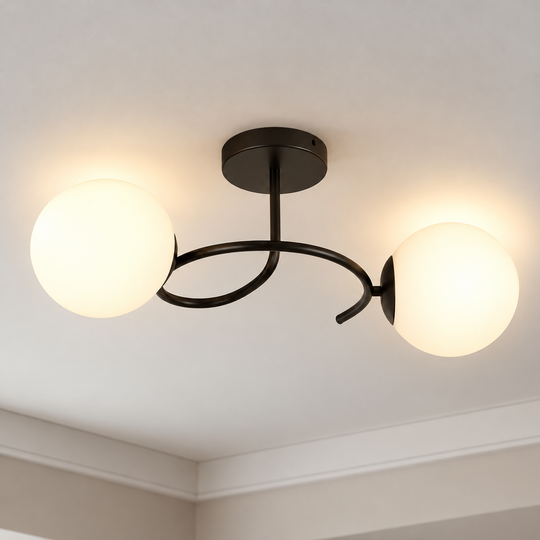 LED και κρυστάλλινος πολυέλαιος ORBIT, 55cm, 2xE27, Σφαίρες, Μαύρο