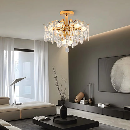 Fiamma Crystal Chandelier, 6x E14, Diameter 45cm, Gold, Metal and Crystal Crystal Chandeliers Προεπιλεγμένος τίτλος Alessandro Design