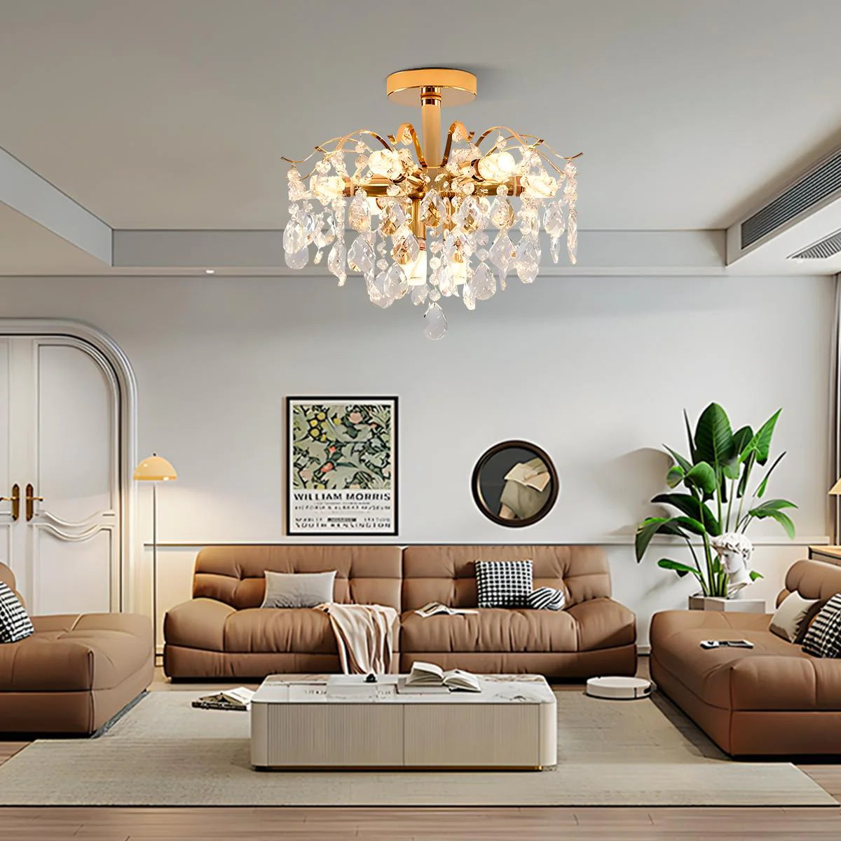 Fiamma Crystal Chandelier, 6x E14, Diameter 45cm, Gold, Metal and Crystal Crystal Chandeliers Προεπιλεγμένος τίτλος Alessandro Design