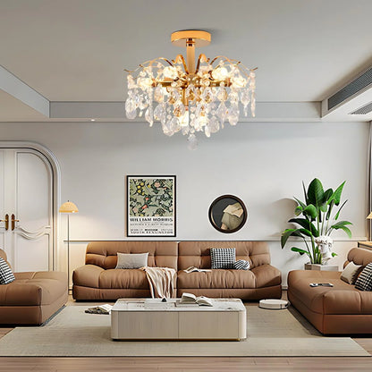 Fiamma Crystal Chandelier, 6x E14, Diameter 45cm, Gold, Metal and Crystal Crystal Chandeliers Προεπιλεγμένος τίτλος Alessandro Design