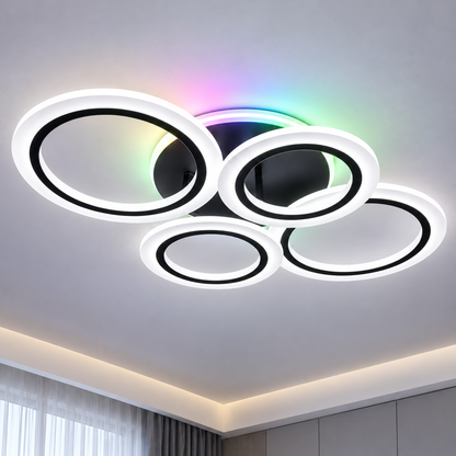 Πολυέλαιος LED με τηλεχειριστήριο BETTY 41W, 4 Κύκλοι, Κρύο/Ζεστό/Ουδέτερο/RGB φως, Ρυθμιζόμενο, Μαύρο
