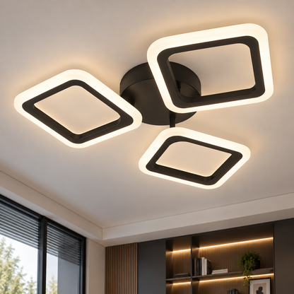 Πολυέλαιος LED PULSARIS 40W, 3 Τετράγωνα, Κρύο/Ζεστό/Ουδέτερο φως, Μαύρο