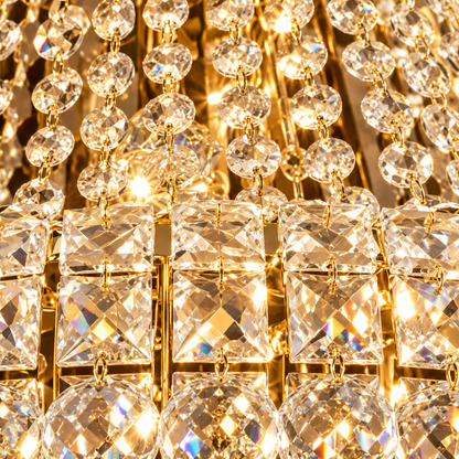 Crystal Chandelier CASTRUM Eleganza 9xE14, D50 cm, Χρυσό, Ρυθμιζόμενο Ύψος, Μέταλλο και Κρύσταλλο