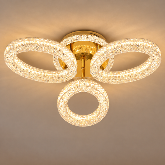 Πολυέλαιος LED με τηλεχειριστήριο VEYRO, 39W, Κρύο/Ζεστό/Ουδέτερο φως, Ρυθμιζόμενο, Χρυσό