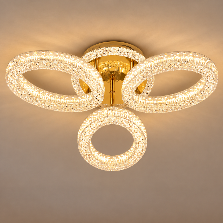 Πολυέλαιος LED με τηλεχειριστήριο VEYRO, 39W, Κρύο/Ζεστό/Ουδέτερο φως, Ρυθμιζόμενο, Χρυσό