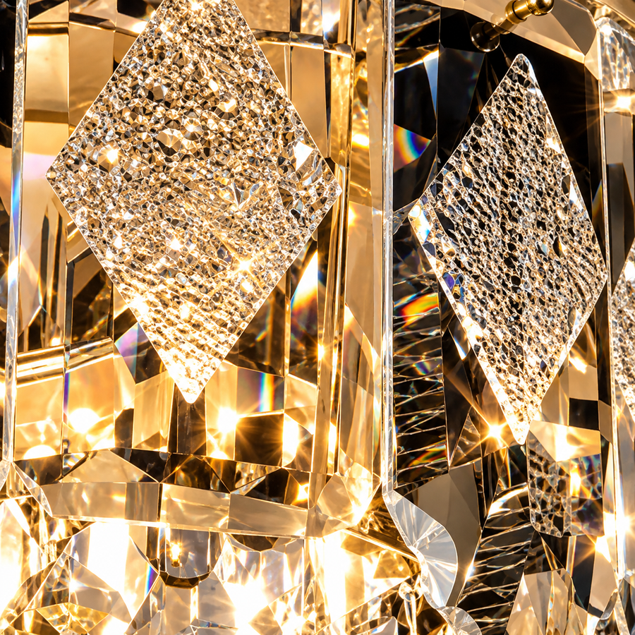 Crystal Chandelier VELVET Petito, 3xE14, D30 cm, Χρυσό, Ρυθμιζόμενο Ύψος, Μέταλλο και Κρύσταλλο