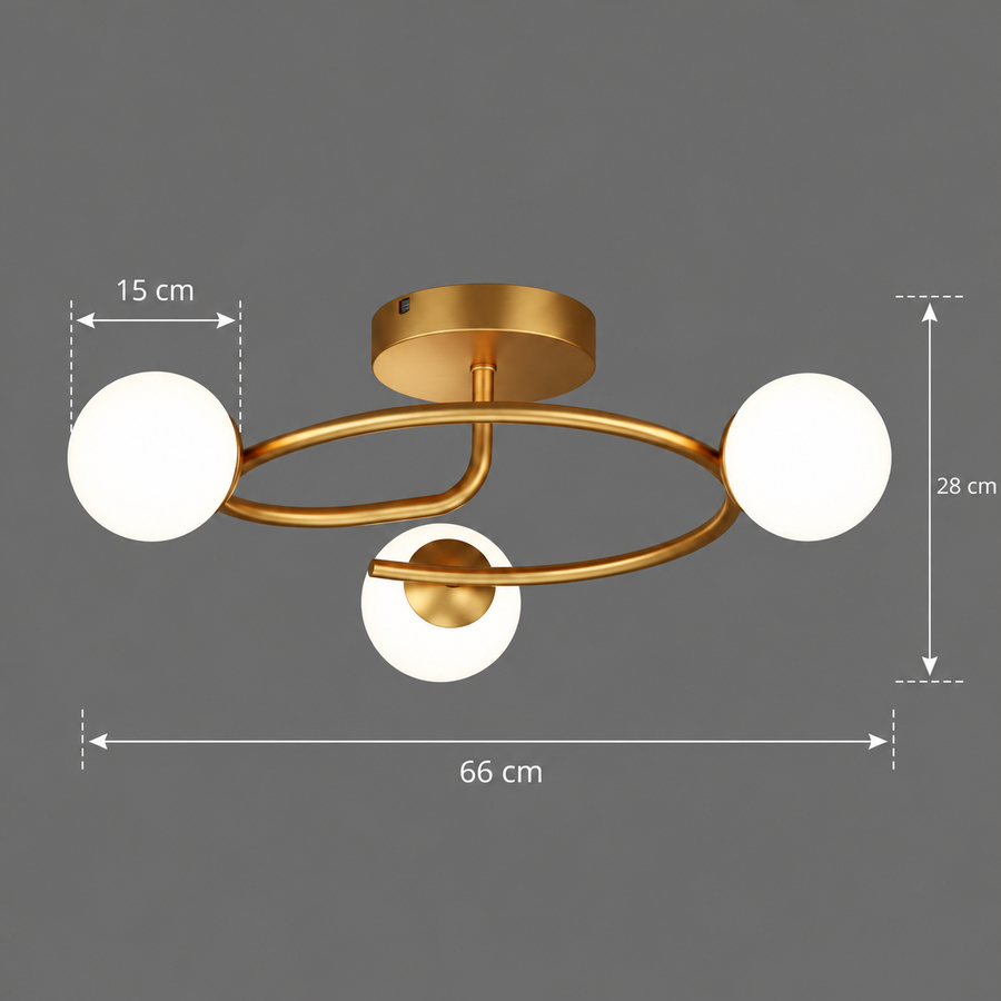 LED και κρυστάλλινος πολυέλαιος ORBIT, 66cm, 3xE27, Σφαίρες, Χρυσός