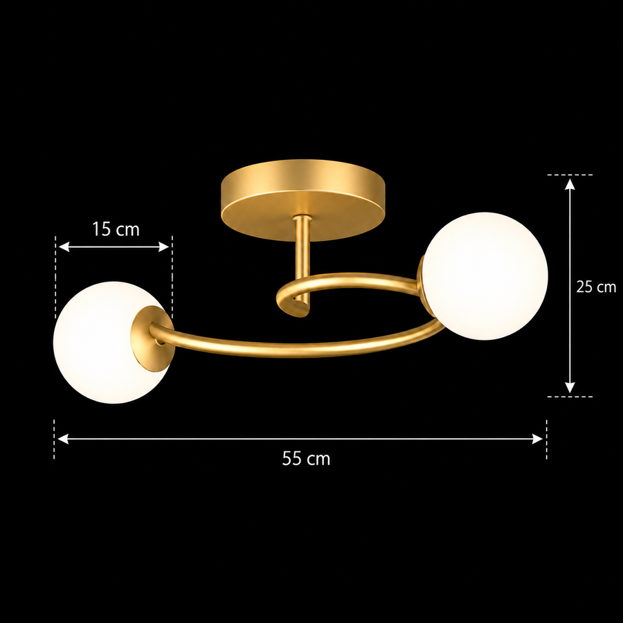 LED και κρυστάλλινος πολυέλαιος ORBIT, 55cm, 2xE27, Σφαίρες, Χρυσός