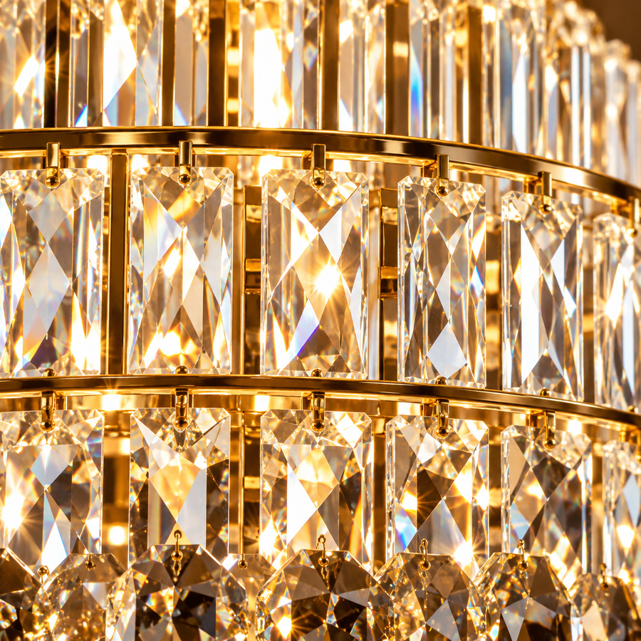 VELIOR Grande Crystal Chandelier 49xE14, D120 cm, Χρυσό, Ρυθμιζόμενο Ύψος, Μέταλλο και Κρύσταλλο