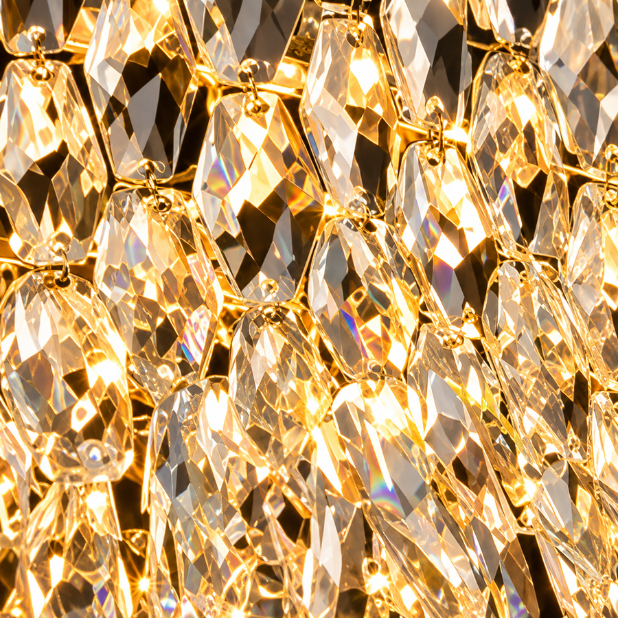 Crystal Chandelier MONARCH Magno 12xE14, Διάμετρος 60cm, Ύψος 40cm, Γυαλιστερό Χρυσό, Ρυθμιζόμενο Ύψος, Κομψή σχεδίαση
