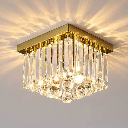 Πολυέλαιος MARTINEZ Linear Luxe Crystal, Διάμετρος 35cm, 4x E14, Γυαλιστερό Χρυσό