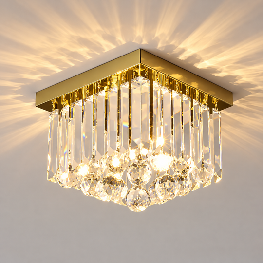Πολυέλαιος MARTINEZ Linear Luxe Crystal, Διάμετρος 35cm, 4x E14, Γυαλιστερό Χρυσό