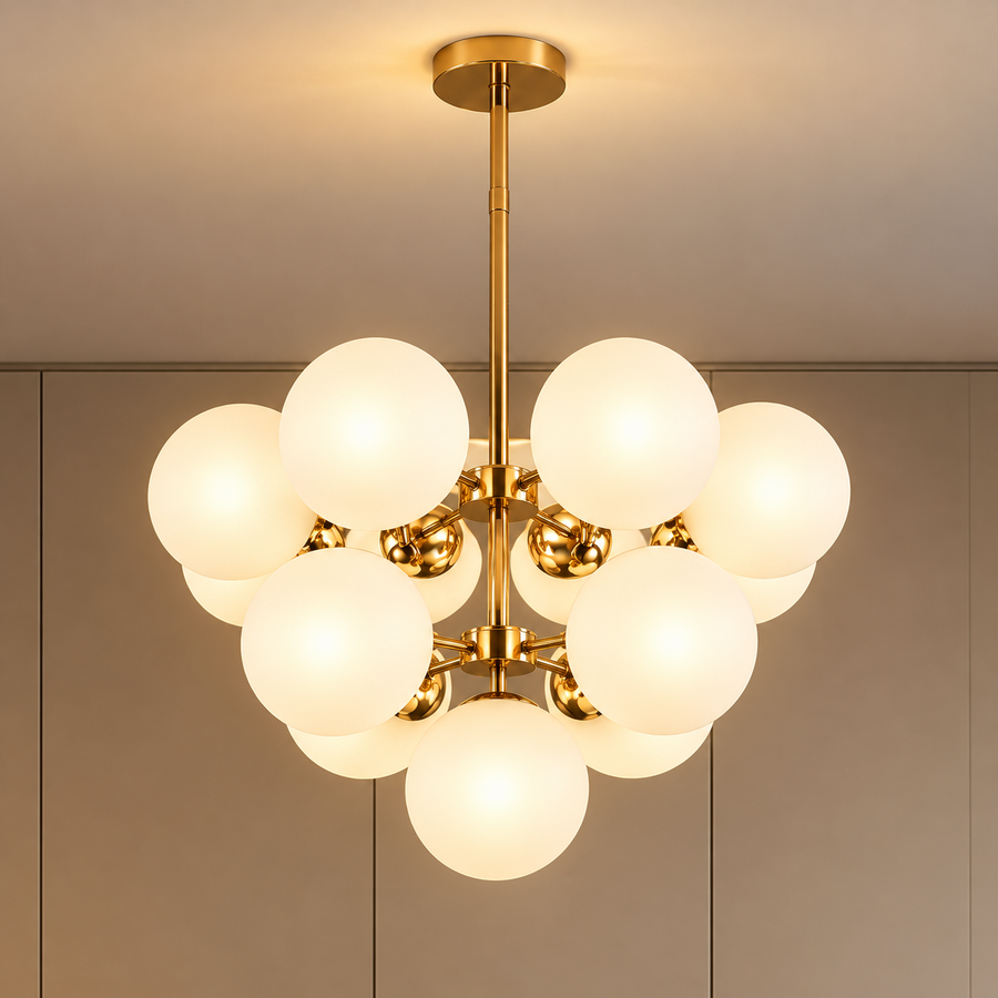 Κλασικός πολυέλαιος ORBS Magno, 56cm, 13xE27, Σφαίρες, Χρυσός