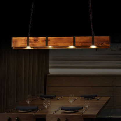 Vintage LED Chandelier LV565/4, 12W, 3000K, Rustic Barn, Wood and Metal, 100cm, Yellow Vintage Chandeliers Προεπιλεγμένος τίτλος Alessandro Design