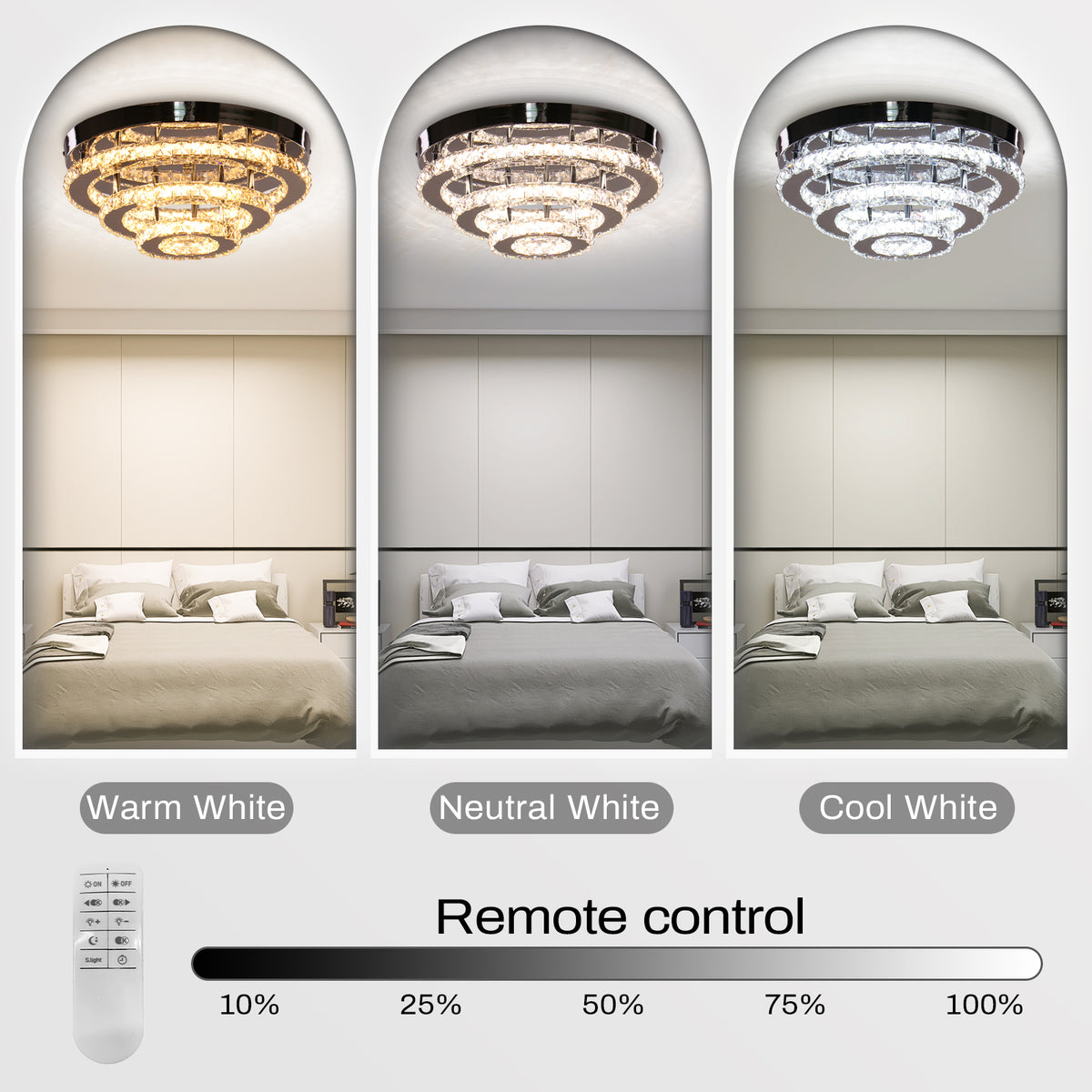 Crystal LED Chandelier with Remote Control LLC151/500CH, 64W, 3 Elements, Cold/Werm/Neutral light, Dimmable, Glossy Chrome LED Chandeliers with Remote Control Προεπιλεγμένος τίτλος Alessandro Design