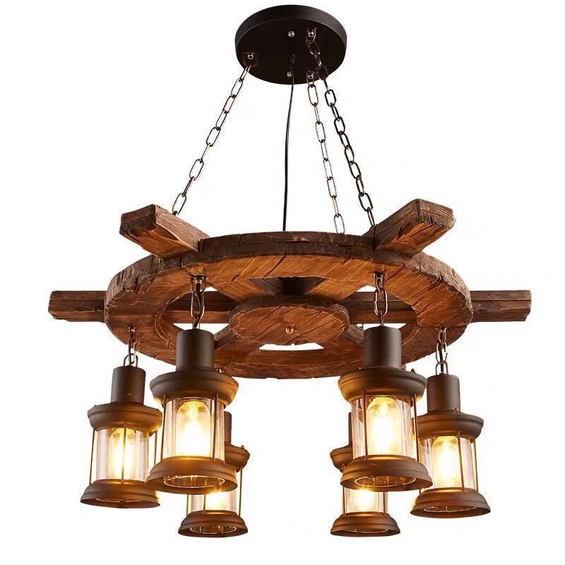 Vintage Chandelier LV592/6BK, 6xE27, Rustic Barn, String and Metal, 70cm, Brown Vintage Chandeliers Προεπιλεγμένος τίτλος Alessandro Design
