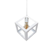 Cube Shape Chandelier, STRUKTUR Linear Trio, 3x E27, White, Metal Luster Βιομηχανικός προεπιλεγμένος τίτλος Alessandro Design