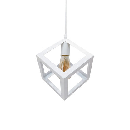Cube Shape Chandelier, STRUKTUR Linear Trio, 3x E27, White, Metal Luster Βιομηχανικός προεπιλεγμένος τίτλος Alessandro Design