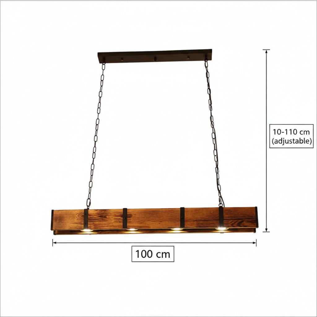 Vintage LED Chandelier LV565/4, 12W, 3000K, Rustic Barn, Wood and Metal, 100cm, Yellow Vintage Chandeliers Προεπιλεγμένος τίτλος Alessandro Design