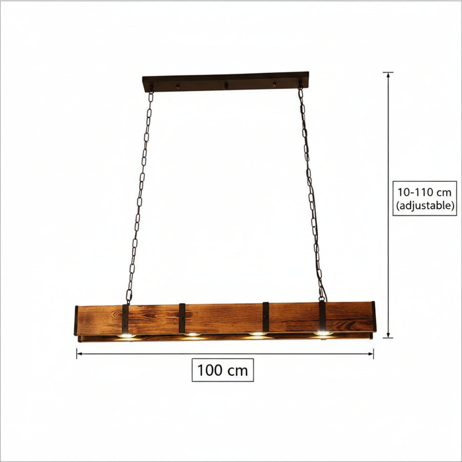Vintage LED Chandelier LV565/4, 12W, 3000K, Rustic Barn, Wood and Metal, 100cm, Yellow Vintage Chandeliers Προεπιλεγμένος τίτλος Alessandro Design
