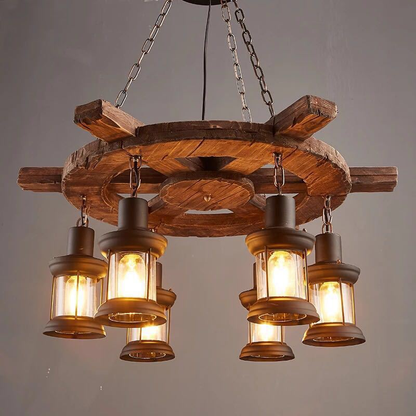 Vintage Chandelier LV592/6BK, 6xE27, Rustic Barn, String and Metal, 70cm, Brown Vintage Chandeliers Προεπιλεγμένος τίτλος Alessandro Design
