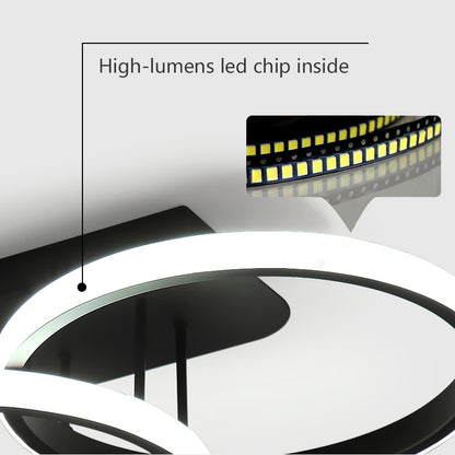 Πολυέλαιος LED ELIO 47W, 4 κύκλοι, Γραμμικό, Κρύο/Ζεστό/Ουδέτερο φως, Μαύροι πολυέλαιοι LED Προεπιλεγμένος τίτλος Alessandro Design