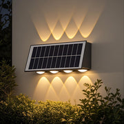 Solaris Φωτιστικό τοίχου εξωτερικού χώρου LED, 8 πηγές φωτός, ζεστό φως, μαύρο εξωτερικό φως τοίχου Προεπιλεγμένος τίτλος Alessandro Design