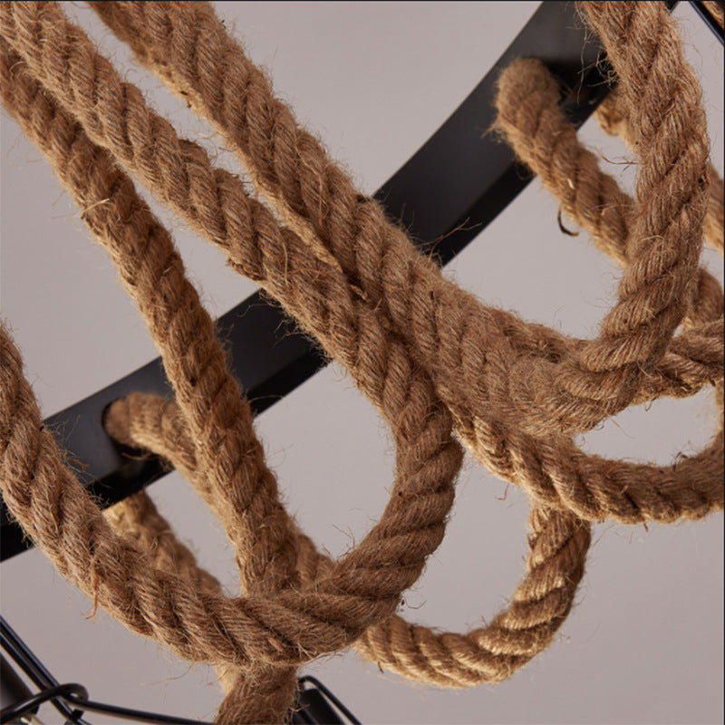 Wheel Chandelier LV580, 4xE27, Brown, Metal and String Vintage Chandeliers Προεπιλεγμένος τίτλος Alessandro Design