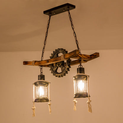 Vintage πολυέλαιος με σχοινί LV590/2BK, 2xE27 Dark Wood Vintage Chandeliers Προεπιλεγμένος τίτλος Alessandro Design