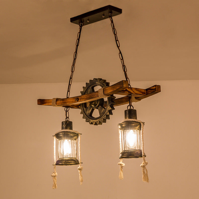 Vintage πολυέλαιος με σχοινί LV590/2BK, 2xE27 Dark Wood Vintage Chandeliers Προεπιλεγμένος τίτλος Alessandro Design