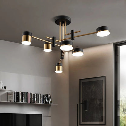 Μοντέρνος πολυέλαιος LED Ionitus 72W μαύρο και χρυσό, βραχίονες, ζεστό/ουδέτερο/κρύο φως 3000K/4000K/6000K, μεταλλικοί και ακρυλικοί πολυέλαιοι LED με τηλεχειριστήριο προεπιλεγμένος τίτλος Alessandro Design