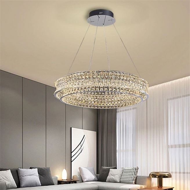 Πολυέλαιος LED με τηλεχειριστήριο, LLC160/500CH, κρύσταλλο και μέταλλο, 54W, 1 κύκλος, με δυνατότητα ρύθμισης ρύθμισης ύψους, κρύο/θερμό/ουδέτερο φως, πολυέλαιοι φωτισμού LED με τηλεχειριστήριο Προεπιλεγμένος τίτλος Alessandro Design