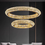 Πολυέλαιος LED με τηλεχειριστήριο, LLC132/300GD, κρύσταλλο και μέταλλο, 37W, 2 κύκλοι, με δυνατότητα ρύθμισης ρύθμισης, 3000K/4000K/6000K, Πολυέλαιοι LED φωτισμού πολυτελείας με τηλεχειριστήριο Προεπιλεγμένος τίτλος Alessandro Design