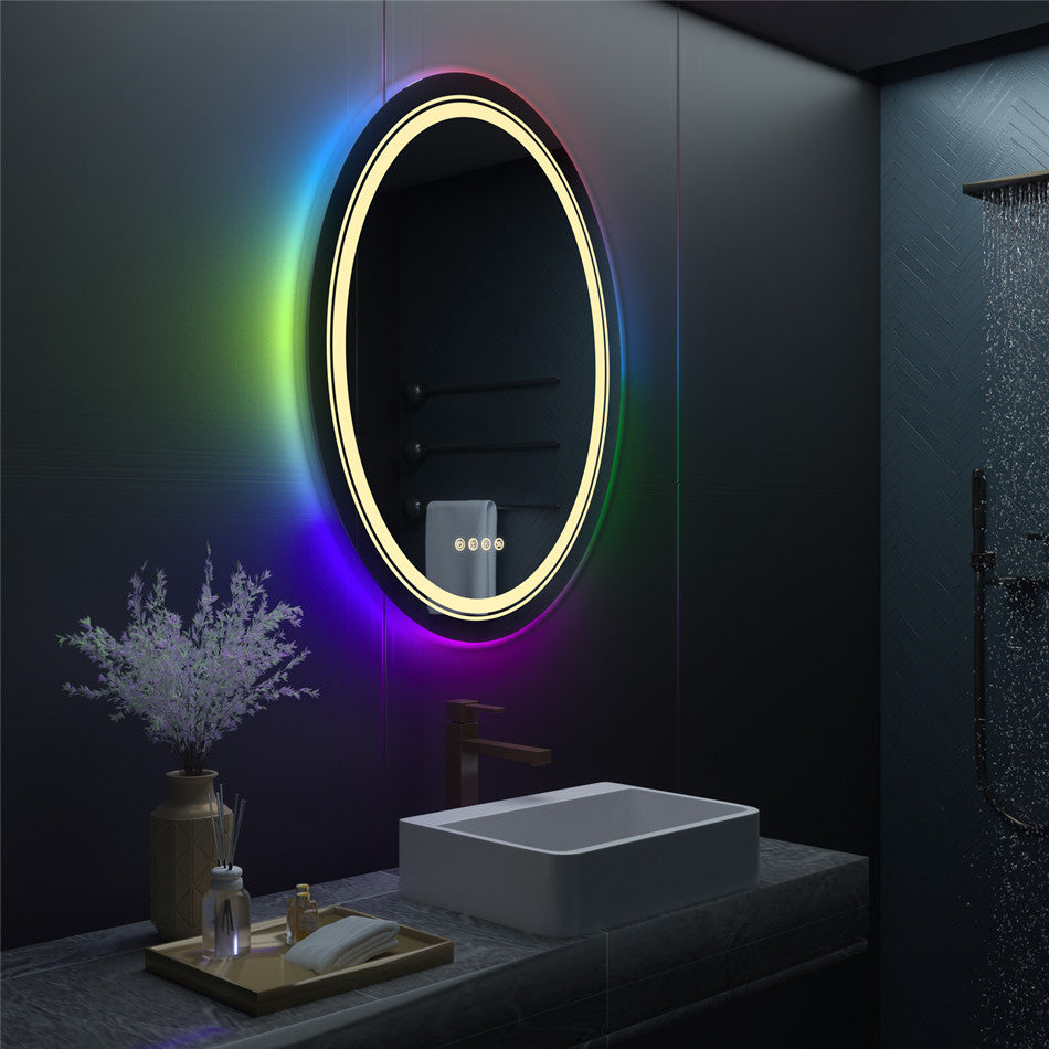 Στρογγυλός καθρέφτης LED, 60 cm, Celeste MotionGlow Marcello, Φως RGB, Ηχείο Bluetooth, Σύστημα αποθαμβώματος, Ρολόι & Θερμόμετρο, Ρυθμιζόμενος καθρέφτης 60X60BTRGB Marcello Mirrors Προεπιλεγμένος τίτλος Alessandro Design