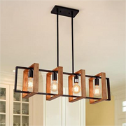 Vintage Chandelier LV560/4BK, 4XE27, Rustic Barn, Wood and Metal, 85cm, Black Vintage Chandeliers Προεπιλεγμένος τίτλος Alessandro Design