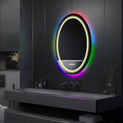 Στρογγυλός καθρέφτης LED, 70 cm, Celeste MotionGlow Marcello, Φως RGB, Ηχείο Bluetooth, Σύστημα αποθαμβώματος, Ρολόι & Θερμόμετρο, Ρυθμιζόμενος καθρέφτης 70X70BTRGB Marcello Mirrors Προεπιλεγμένος τίτλος Alessandro Design