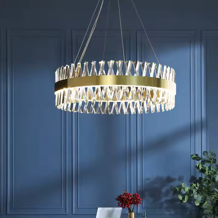 CASERTA Magno LED Πολυέλαιος με Τηλεχειριστήριο, 68W, Dimmable, 3000K/4000K/6000K, Διάμετρος 60cm, Gold Crystal Chandeliers Προεπιλεγμένος τίτλος Alessandro Design