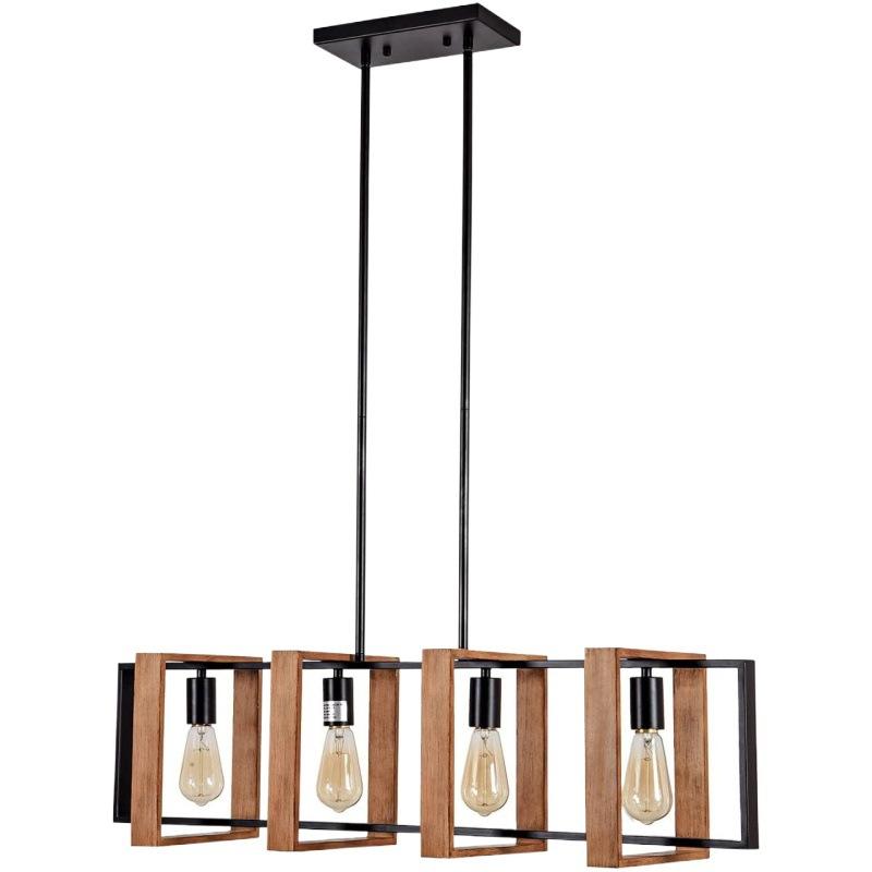 Vintage Chandelier LV560/4BK, 4XE27, Rustic Barn, Wood and Metal, 85cm, Black Vintage Chandeliers Προεπιλεγμένος τίτλος Alessandro Design