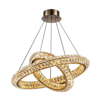 Πολυέλαιος LED με τηλεχειριστήριο, LLC132/300GD, κρύσταλλο και μέταλλο, 37W, 2 κύκλοι, με δυνατότητα ρύθμισης ρύθμισης, 3000K/4000K/6000K, Πολυέλαιοι LED φωτισμού πολυτελείας με τηλεχειριστήριο Προεπιλεγμένος τίτλος Alessandro Design
