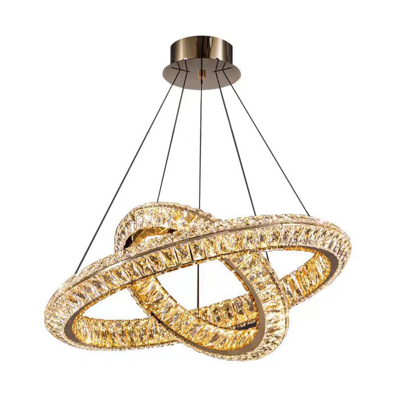Πολυέλαιος LED με τηλεχειριστήριο, LLC132/300GD, κρύσταλλο και μέταλλο, 37W, 2 κύκλοι, με δυνατότητα ρύθμισης ρύθμισης, 3000K/4000K/6000K, Πολυέλαιοι LED φωτισμού πολυτελείας με τηλεχειριστήριο Προεπιλεγμένος τίτλος Alessandro Design