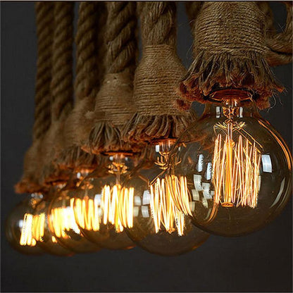 Vintage Chandelier LV102, 2xE27, Rustic, String and Metal, 150cm, Black Support Vintage Chandeliers Προεπιλεγμένος τίτλος Alessandro Design