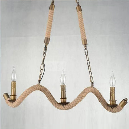 Rope Chandelier, 3xE27, Brown, Metal and String LV572/3BK Vintage Chandeliers Προεπιλεγμένος τίτλος Alessandro Design