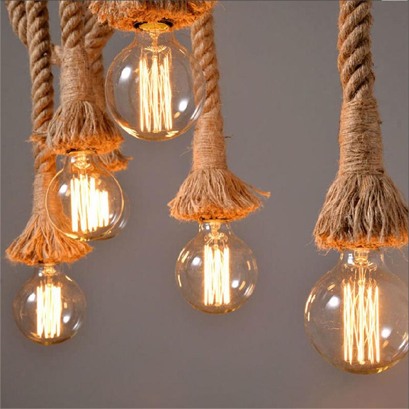 Vintage Chandelier LV102, 2xE27, Rustic, String and Metal, 150cm, Black Support Vintage Chandeliers Προεπιλεγμένος τίτλος Alessandro Design