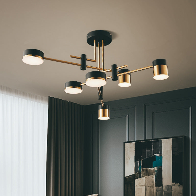 Μοντέρνος πολυέλαιος LED Ionitus 72W μαύρο και χρυσό, βραχίονες, ζεστό/ουδέτερο/κρύο φως 3000K/4000K/6000K, μεταλλικοί και ακρυλικοί πολυέλαιοι LED με τηλεχειριστήριο προεπιλεγμένος τίτλος Alessandro Design