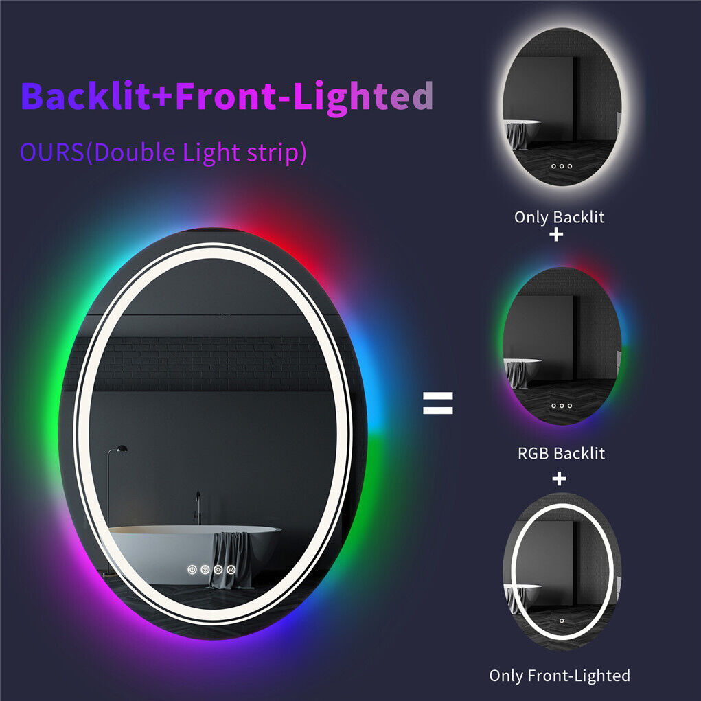 Στρογγυλός καθρέφτης LED, 70 cm, Celeste MotionGlow Marcello, Φως RGB, Ηχείο Bluetooth, Σύστημα αποθαμβώματος, Ρολόι & Θερμόμετρο, Ρυθμιζόμενος καθρέφτης 70X70BTRGB Marcello Mirrors Προεπιλεγμένος τίτλος Alessandro Design