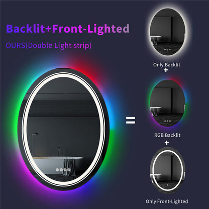 Στρογγυλός καθρέφτης LED, 70 cm, Celeste MotionGlow Marcello, Φως RGB, Ηχείο Bluetooth, Σύστημα αποθαμβώματος, Ρολόι & Θερμόμετρο, Ρυθμιζόμενος καθρέφτης 70X70BTRGB Marcello Mirrors Προεπιλεγμένος τίτλος Alessandro Design