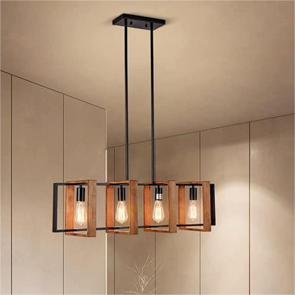 Vintage Chandelier LV560/4BK, 4XE27, Rustic Barn, Wood and Metal, 85cm, Black Vintage Chandeliers Προεπιλεγμένος τίτλος Alessandro Design